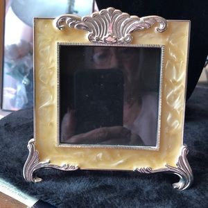 Art, deco, yellow, and silver picture frame for a 4 x 4 picture